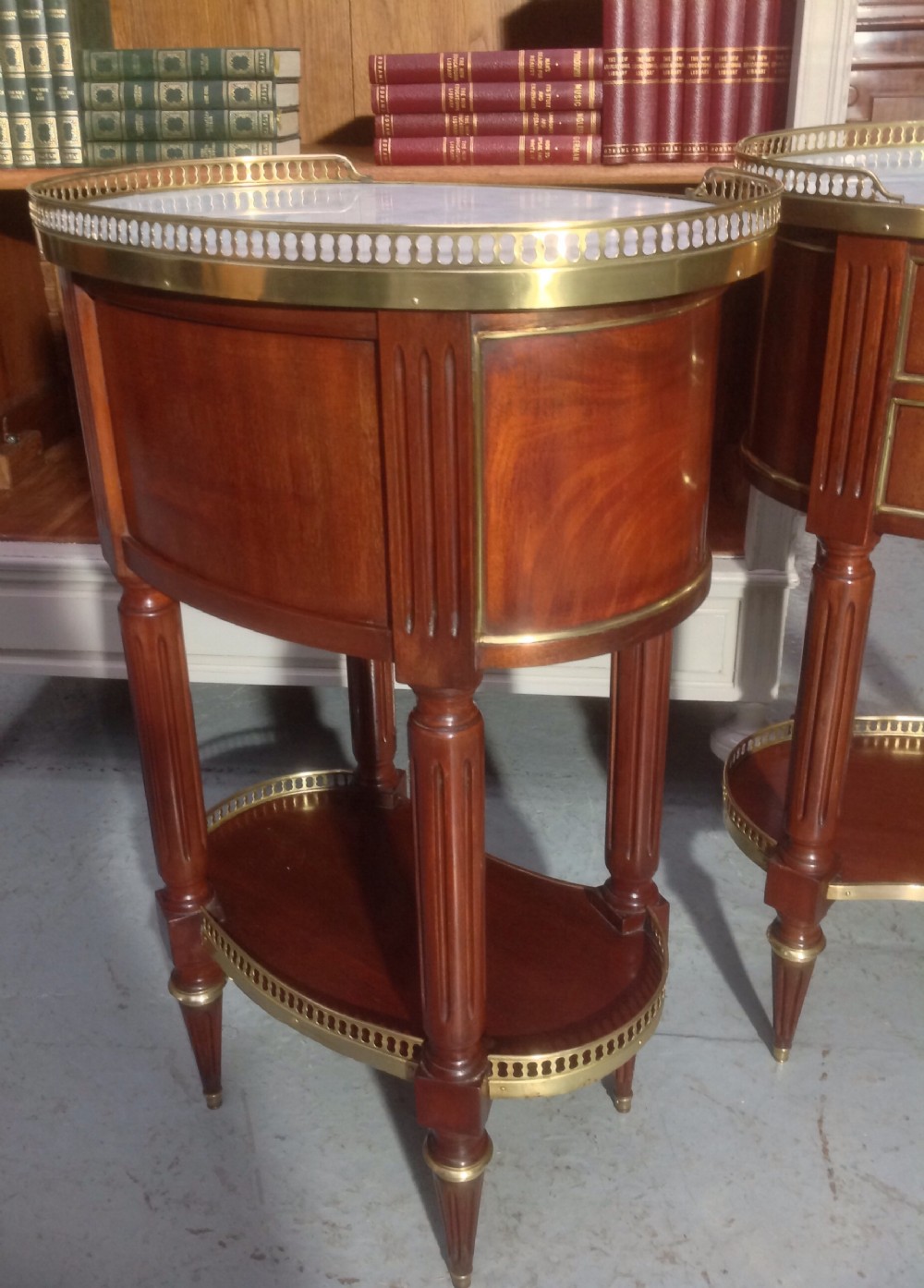 PAIR OF FRENCH MAHOGANY AND BRASS BEDSIDE CABINETS View V
