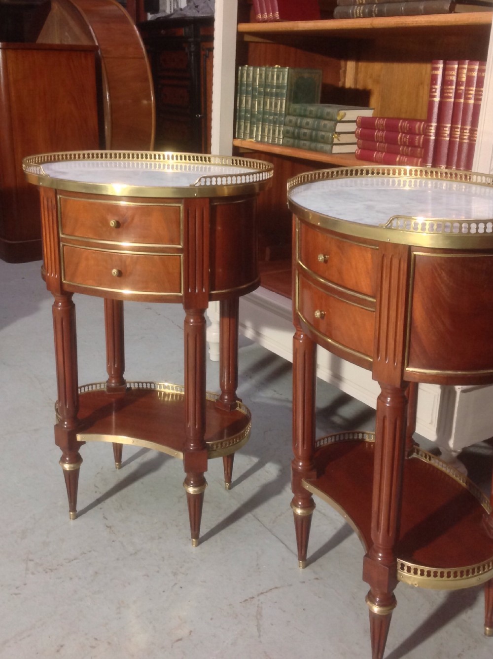 PAIR OF FRENCH MAHOGANY AND BRASS BEDSIDE CABINETS View VI