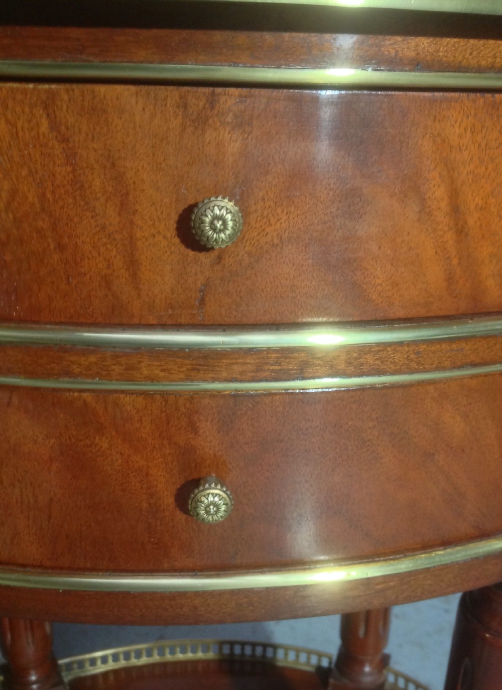 PAIR OF FRENCH MAHOGANY AND BRASS BEDSIDE CABINETS View VIII