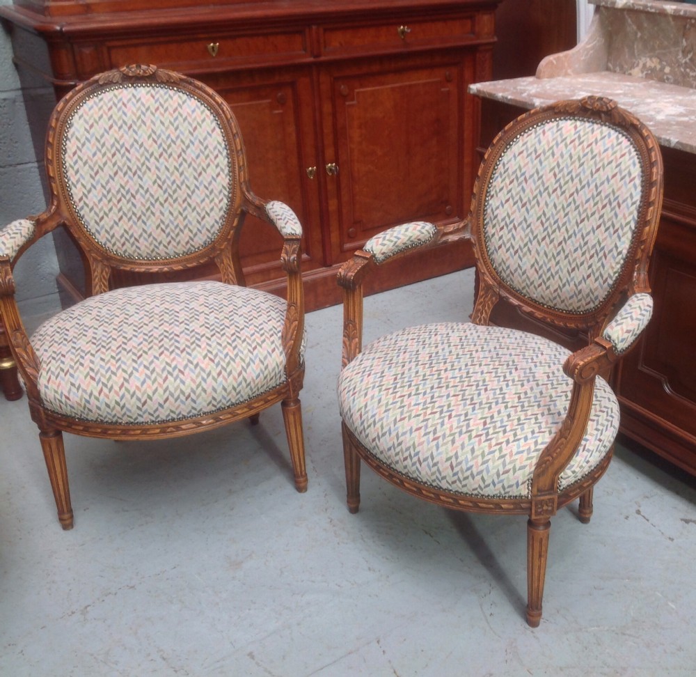 SET OF 4 WALNUT FRENCH ARMCHAIRS View III
