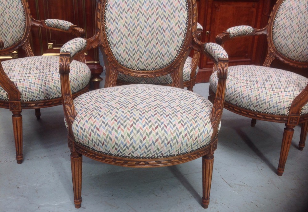SET OF 4 WALNUT FRENCH ARMCHAIRS View VIII