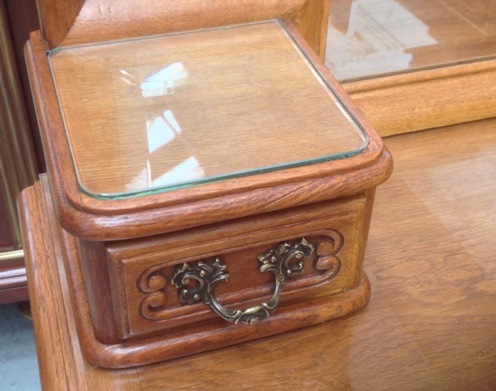 CARVED OAK FRENCH DRESSING TABLE AND STOOL View VI