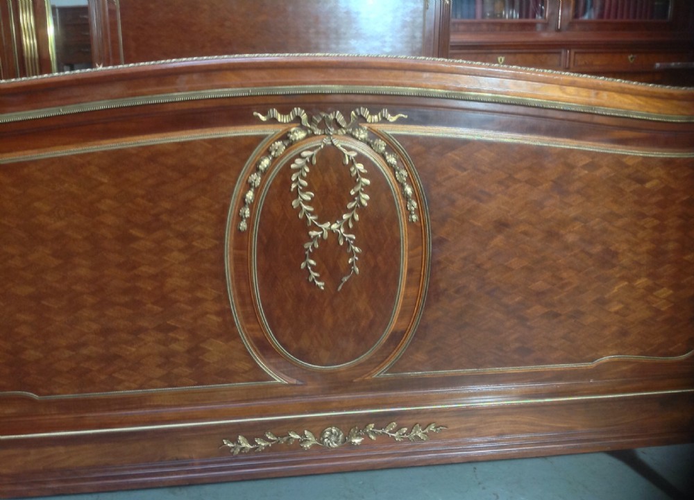 FRENCH KINGSIZE MAHOGANY  BED WITH AMAZING BRASS DETAILING View II