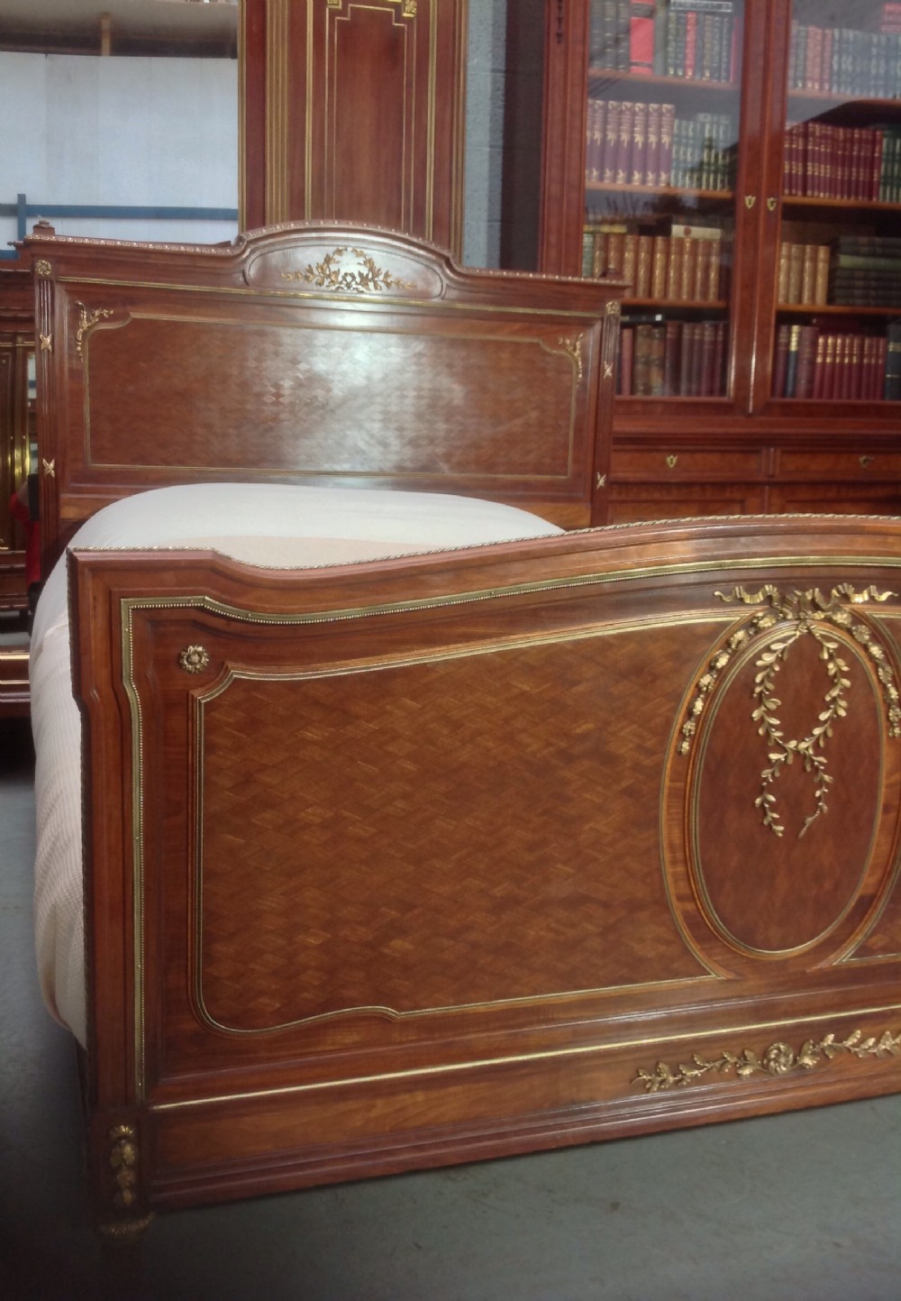 FRENCH KINGSIZE MAHOGANY  BED WITH AMAZING BRASS DETAILING View III