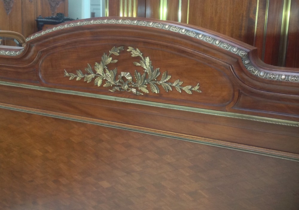 FRENCH KINGSIZE MAHOGANY  BED WITH AMAZING BRASS DETAILING View IX