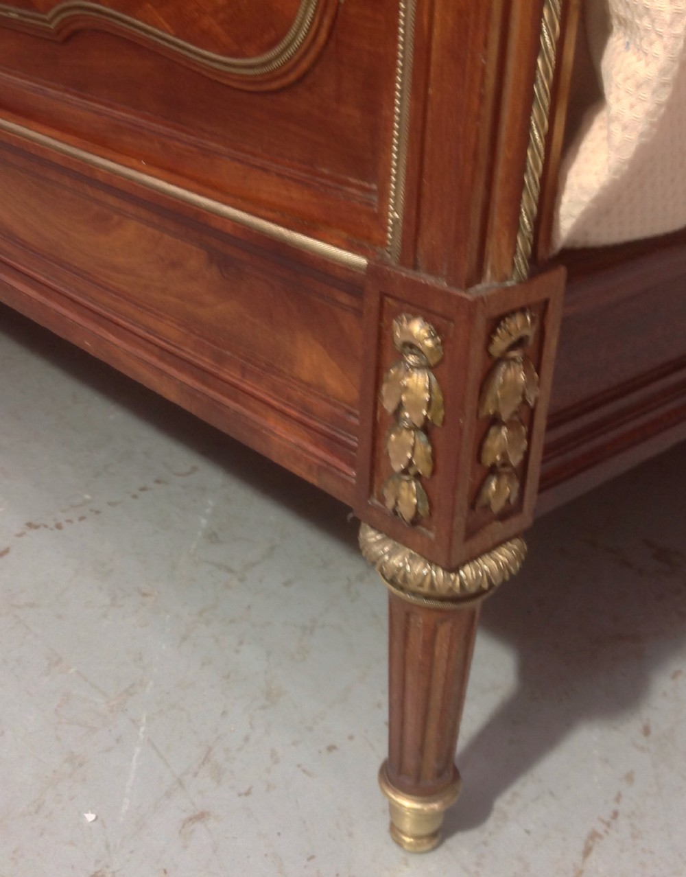 FRENCH KINGSIZE MAHOGANY  BED WITH AMAZING BRASS DETAILING View X