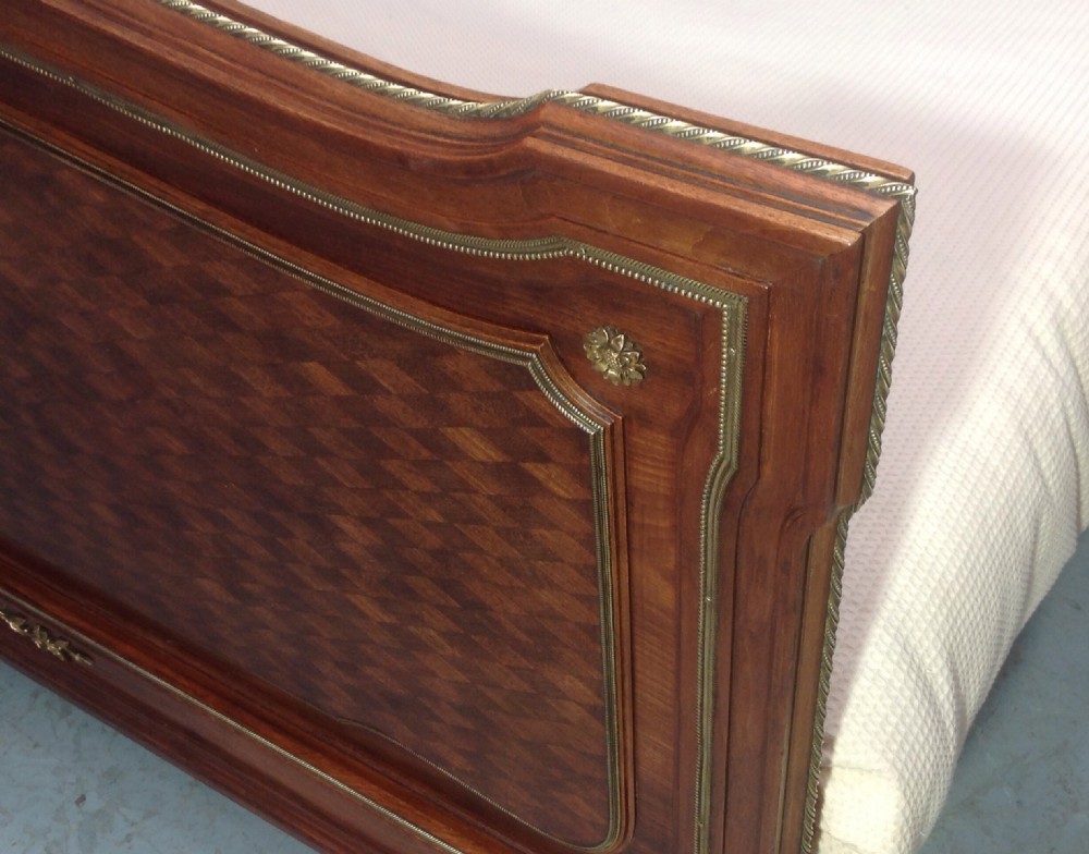 FRENCH KINGSIZE MAHOGANY  BED WITH AMAZING BRASS DETAILING View XI