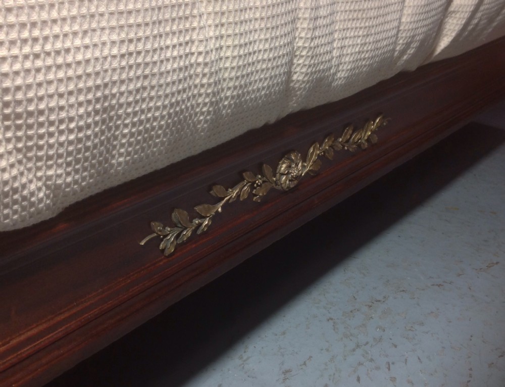 FRENCH KINGSIZE MAHOGANY  BED WITH AMAZING BRASS DETAILING View XII