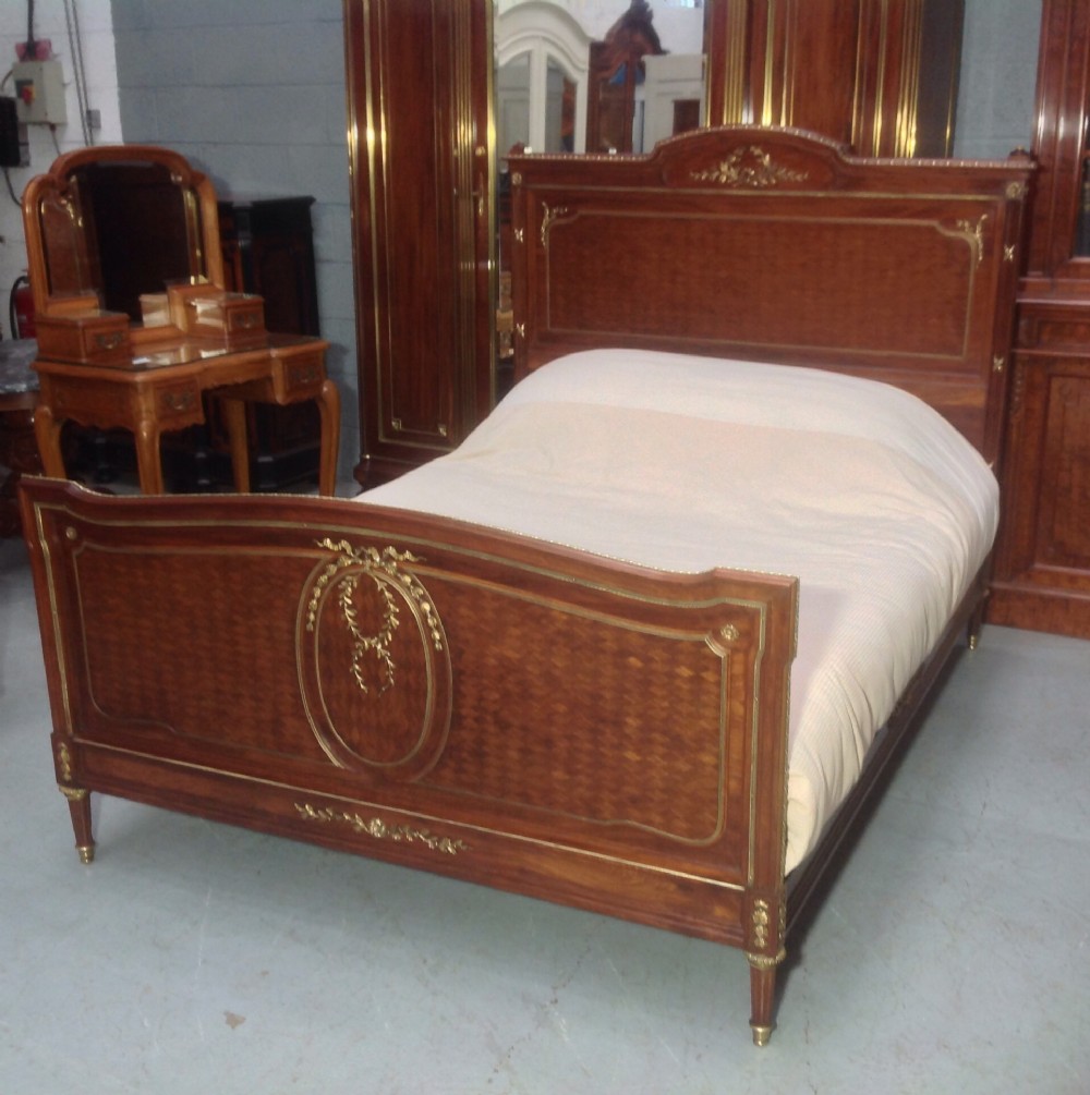 FRENCH KINGSIZE MAHOGANY  BED WITH AMAZING BRASS DETAILING View XIV