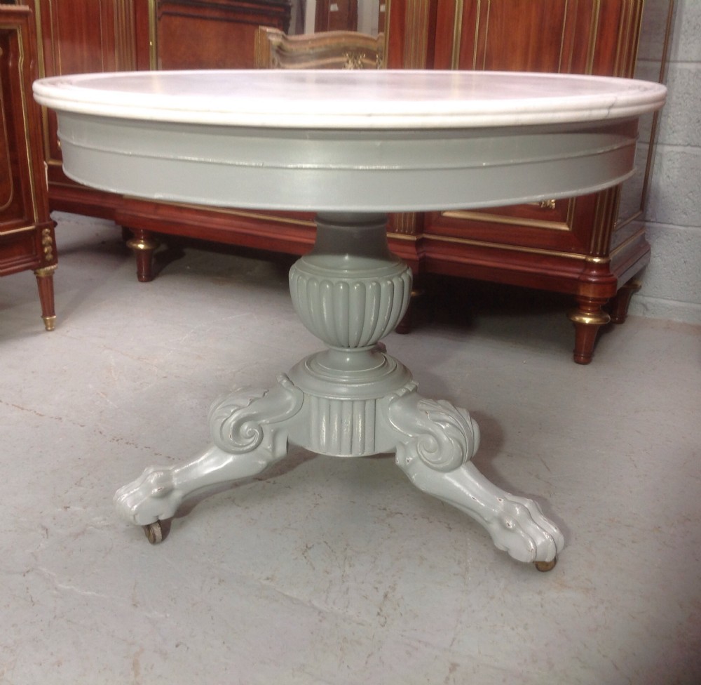 FRENCH GUERIDON TABLE IN A FARROW AND BALL GREY. View II