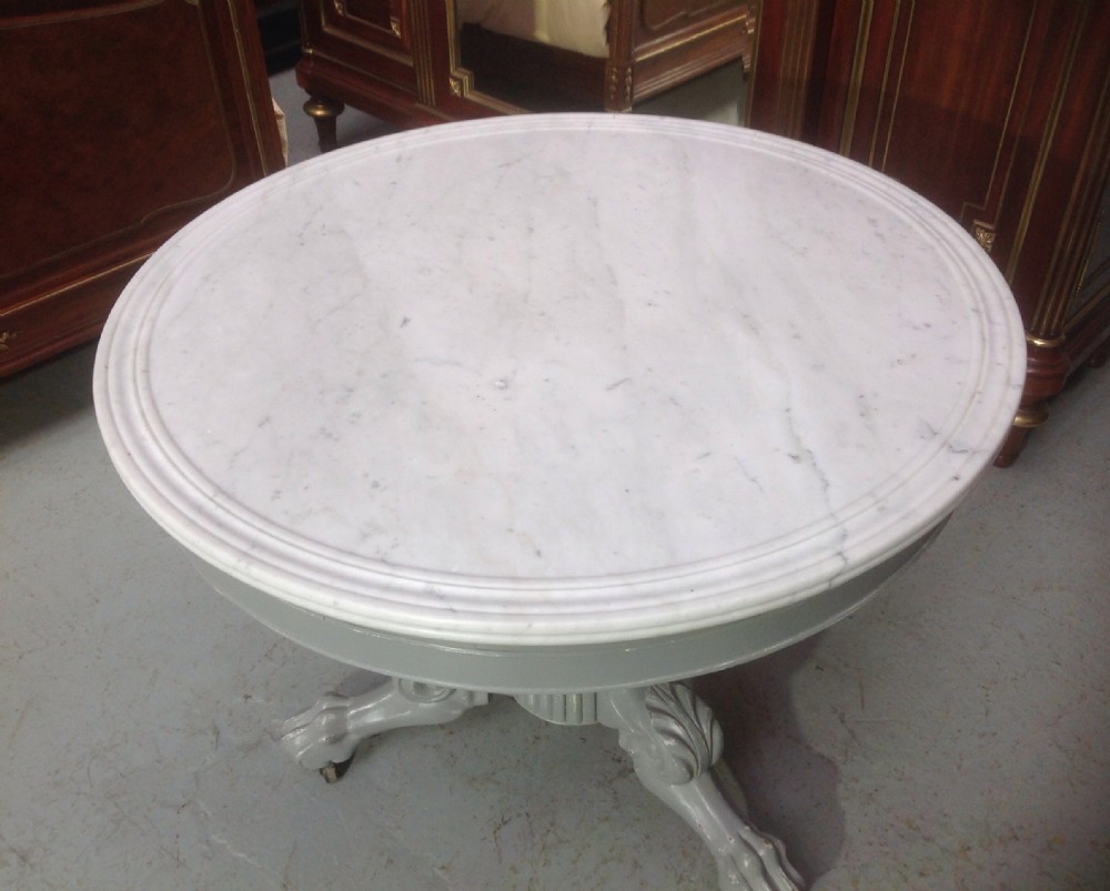 FRENCH GUERIDON TABLE IN A FARROW AND BALL GREY. View VI