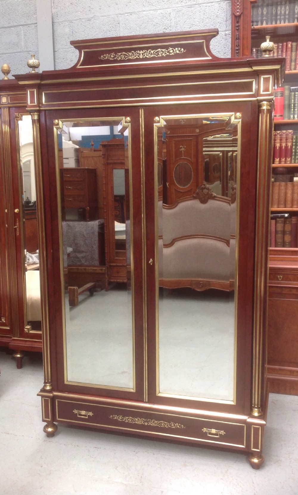FRENCH MAHOGANY ARMOIRE WITH BOULLE INLAYS View XV