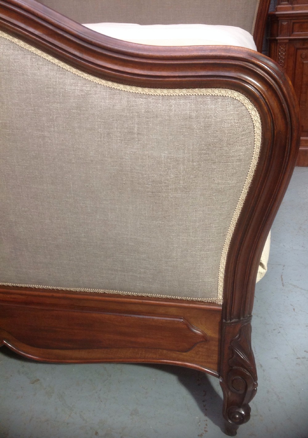 MAHOGANY FRENCH UPHOLSTERED BED View III