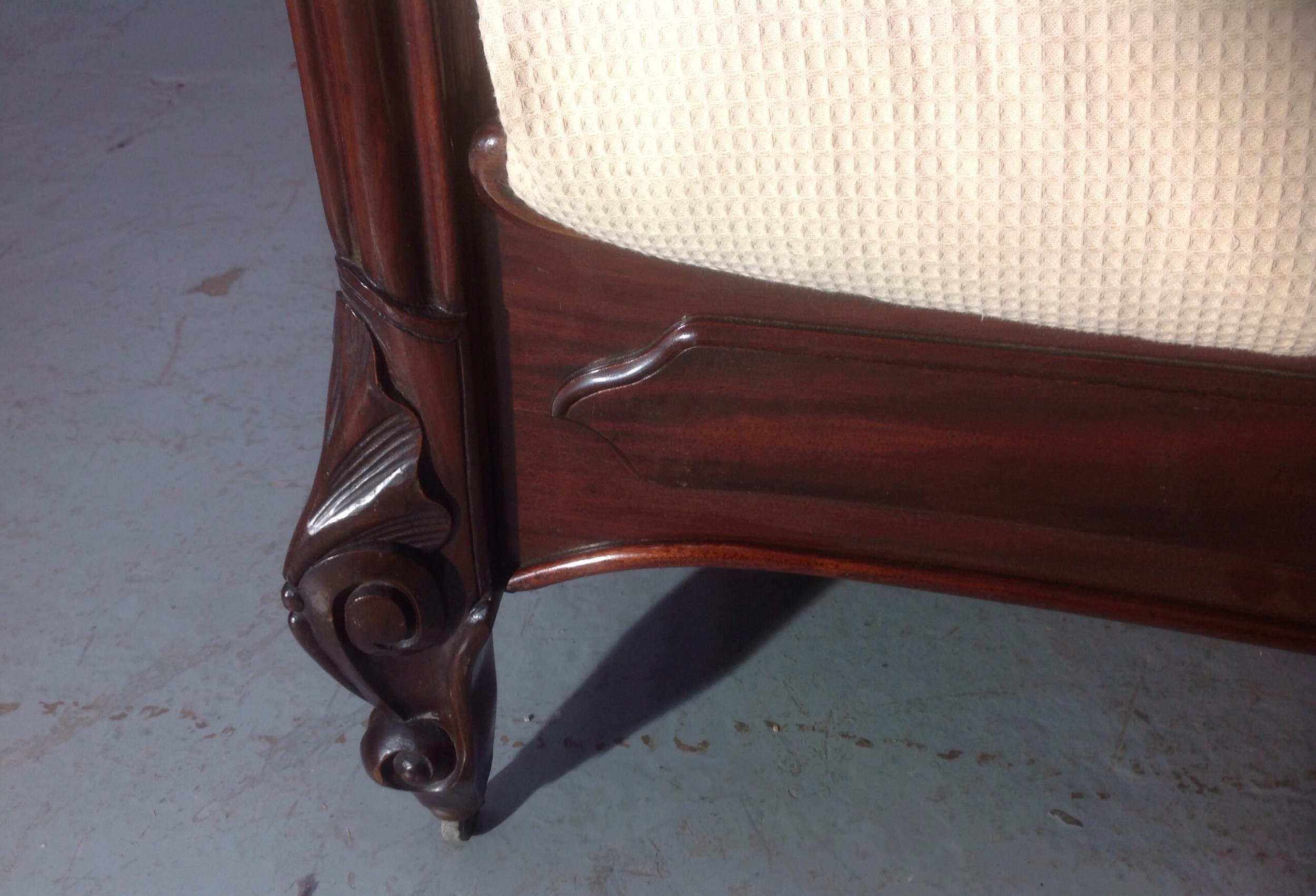 MAHOGANY FRENCH UPHOLSTERED BED View VI