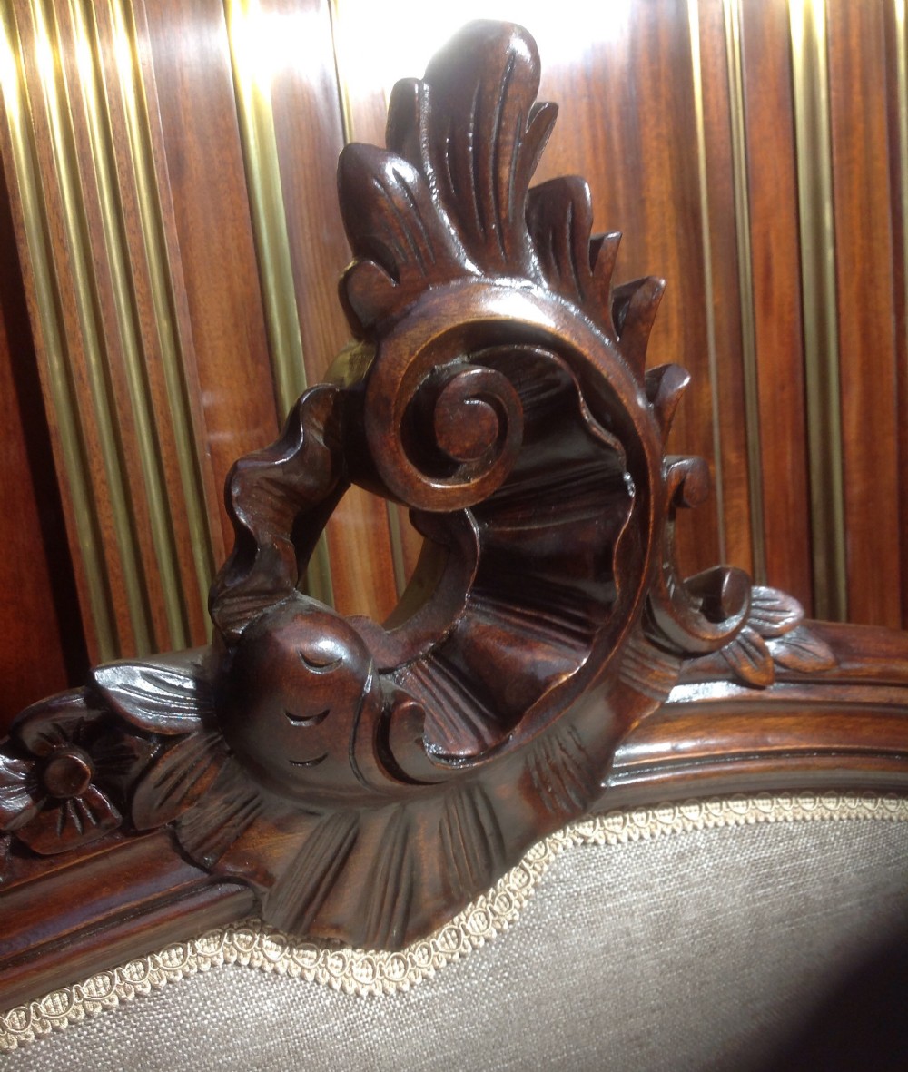 MAHOGANY FRENCH UPHOLSTERED BED View IX