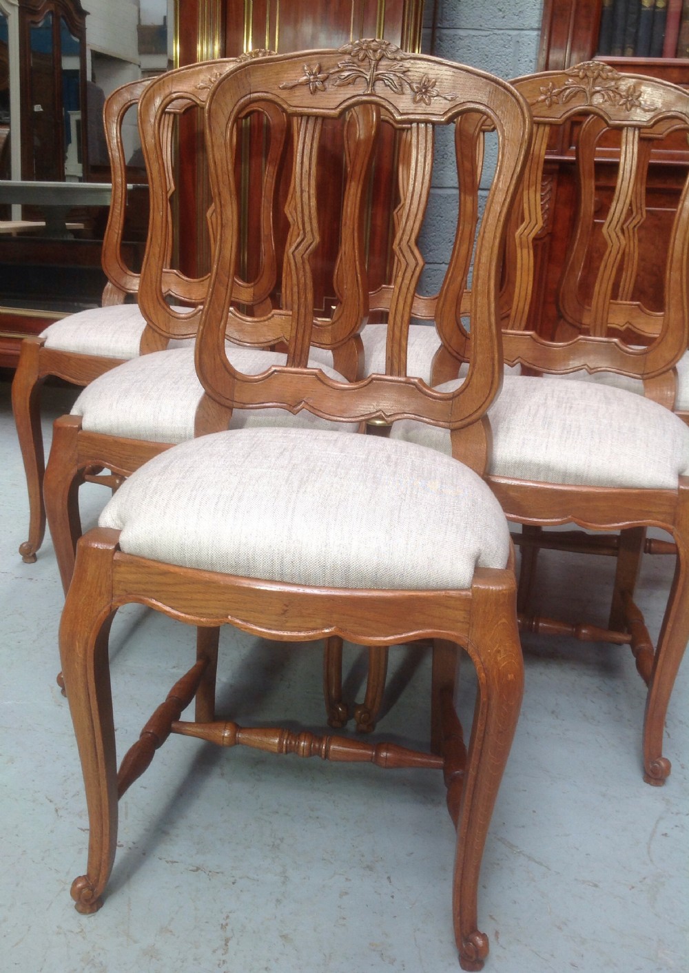 SET OF 6 CARVED OAK FRENCH CHAIRS View II