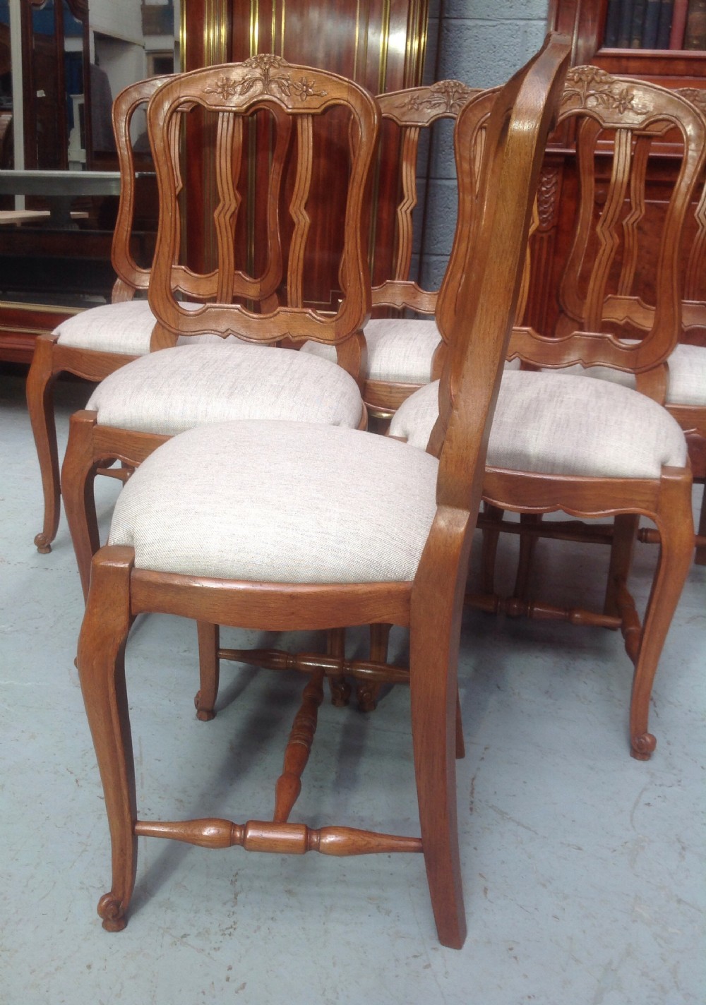 SET OF 6 CARVED OAK FRENCH CHAIRS View III