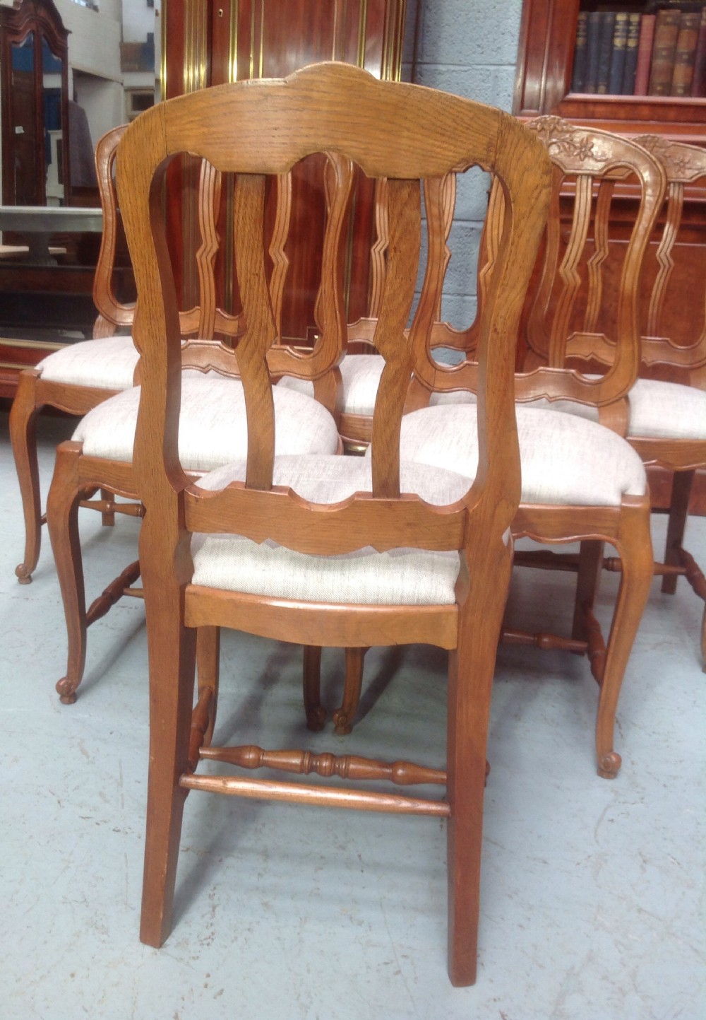 SET OF 6 CARVED OAK FRENCH CHAIRS View IV