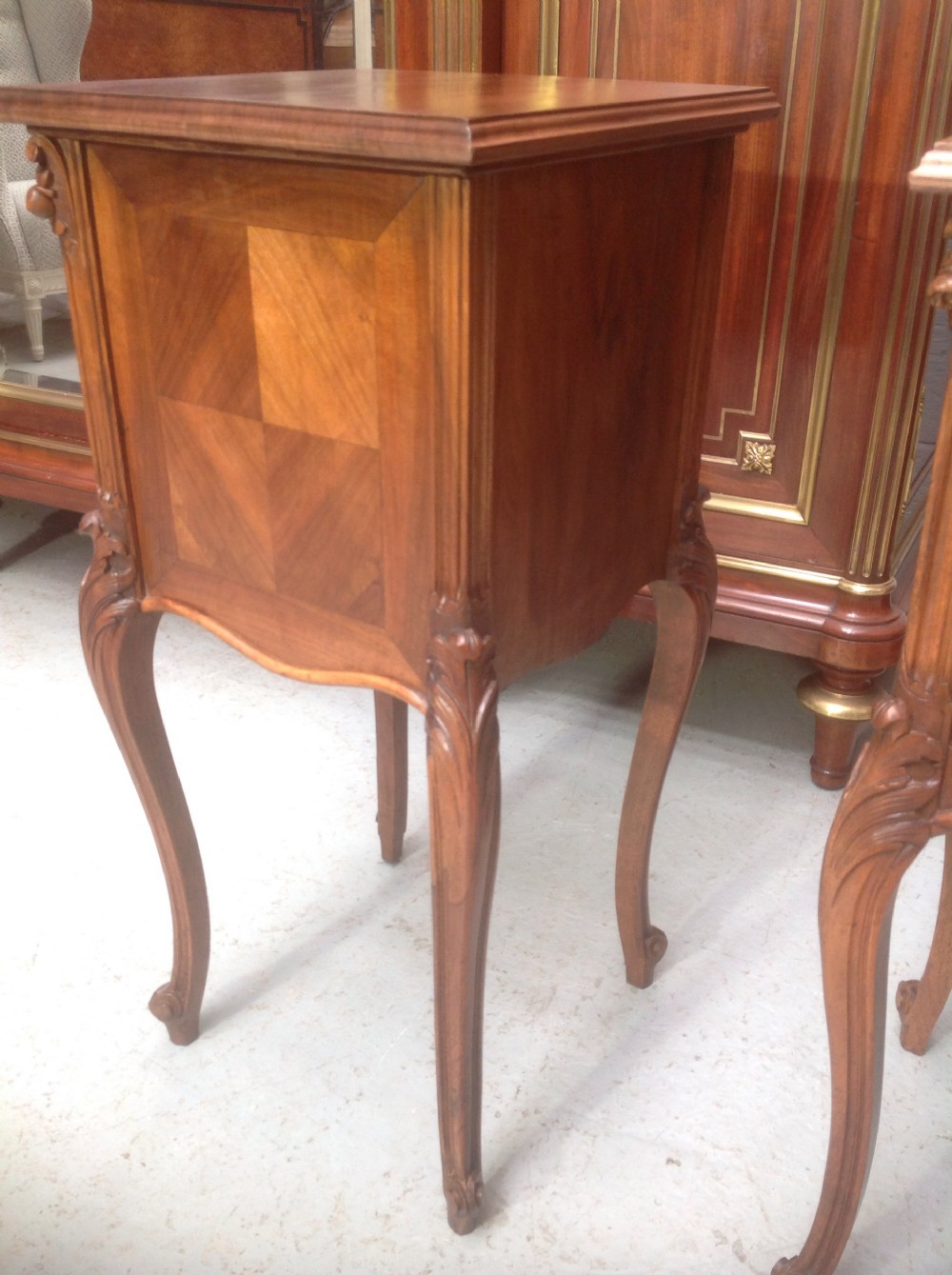 PAIR OF WALNUT FRENCH BEDSIDE CABINETS View VI