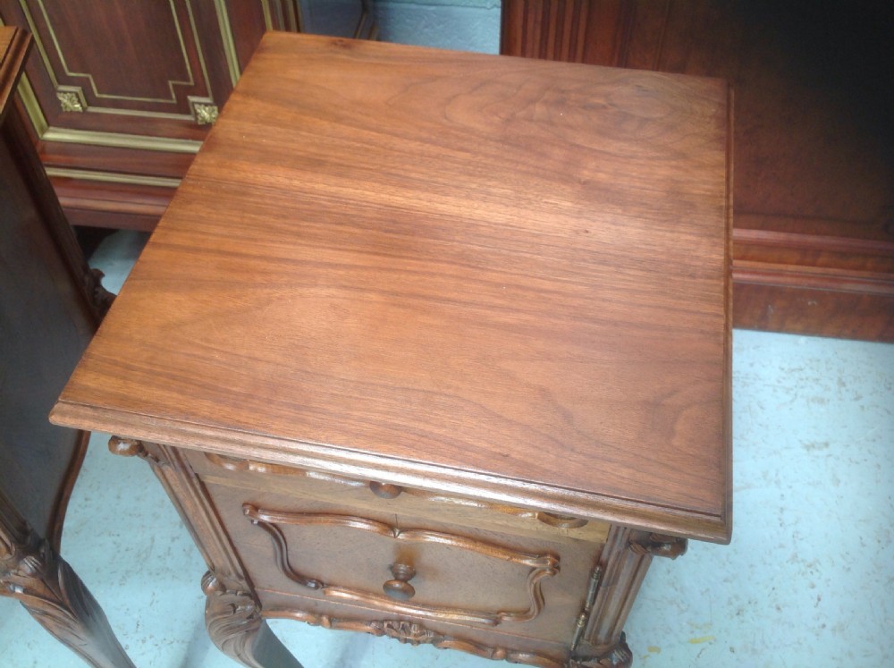 PAIR OF WALNUT FRENCH BEDSIDE CABINETS View III