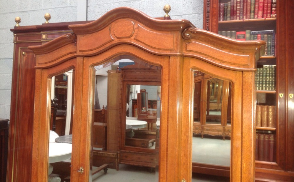CARVED OAK FRENCH TRIPLE ARMOIRE View III