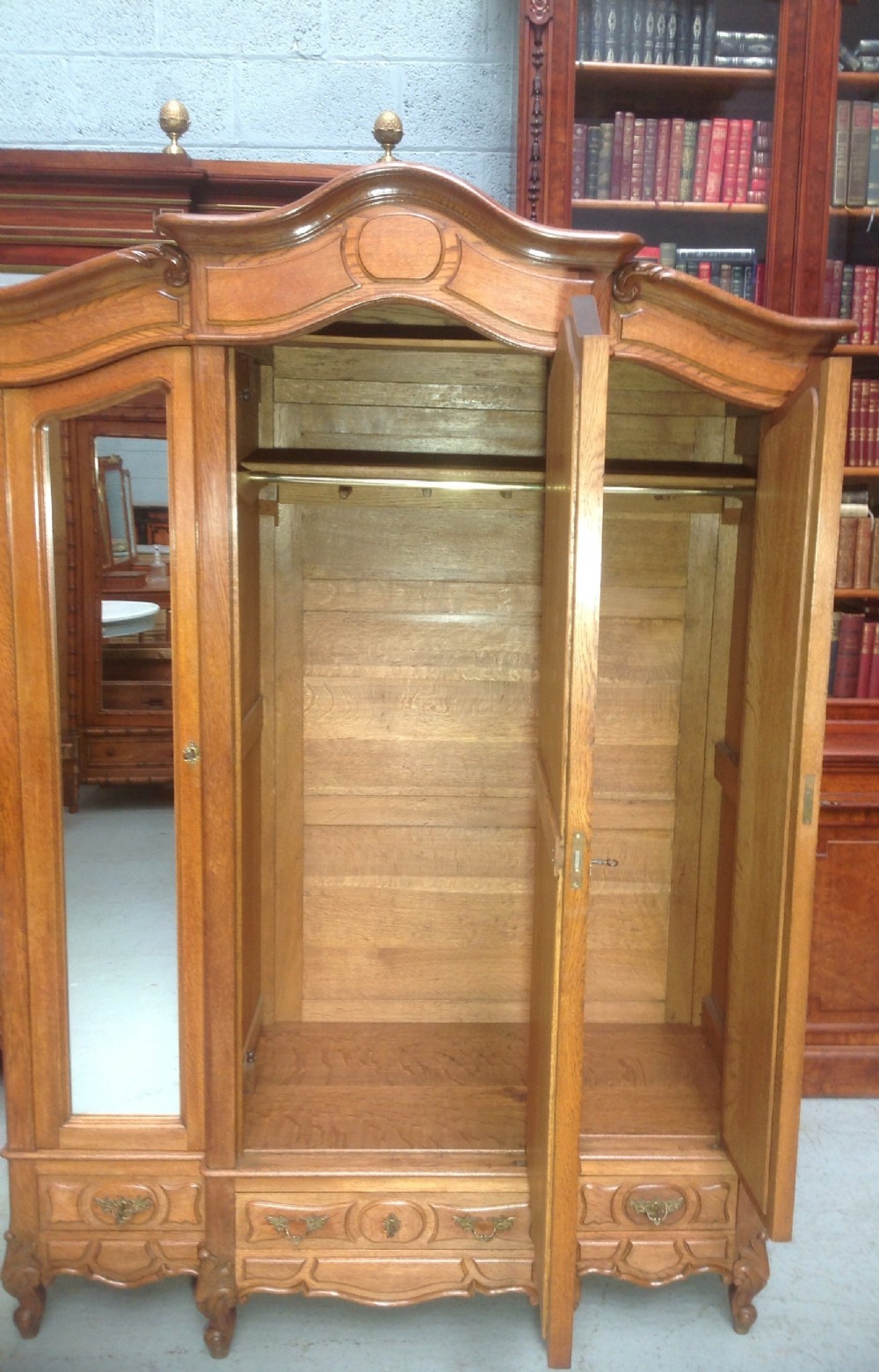 CARVED OAK FRENCH TRIPLE ARMOIRE View VI