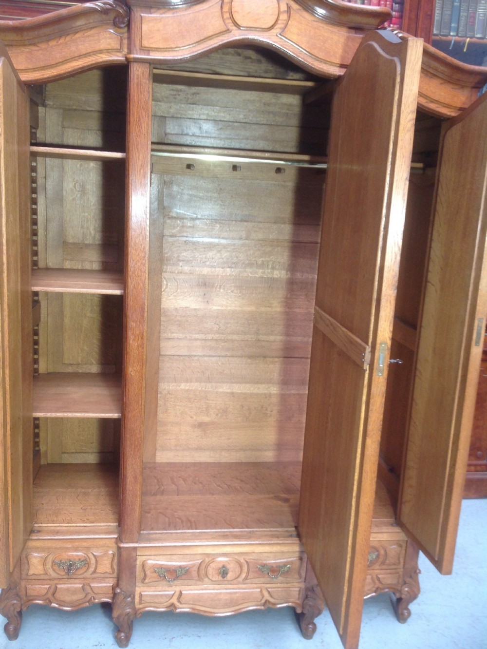 CARVED OAK FRENCH TRIPLE ARMOIRE View VII
