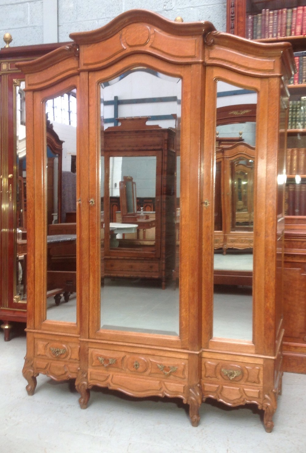 CARVED OAK FRENCH TRIPLE ARMOIRE View XI