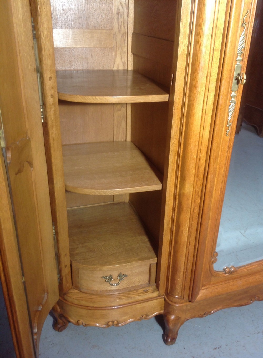 BREAKFRONT OAK FRENCH ARMOIRE View V