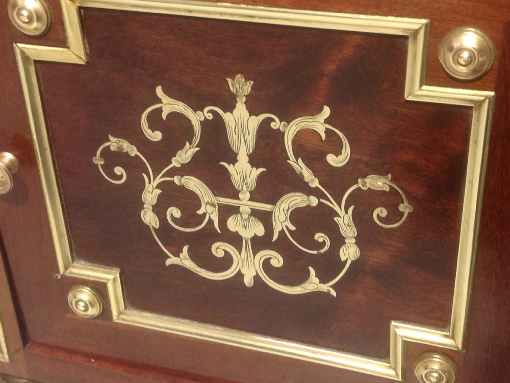 MAHOGANY AND BRASS SIDE CABINET WITH BOULE INLAYS View II