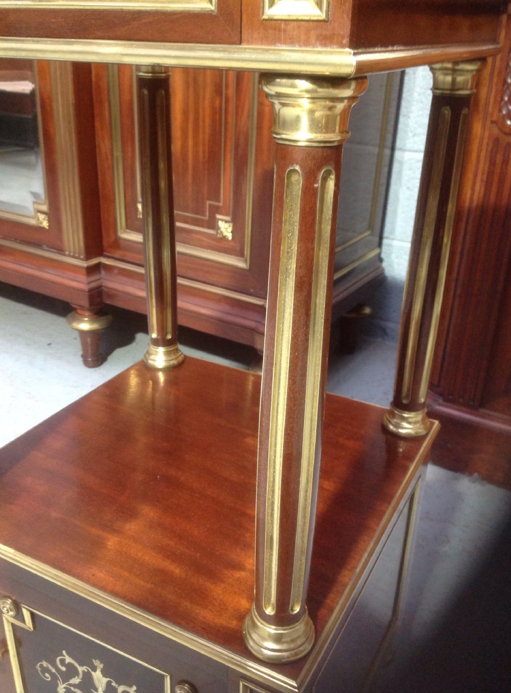 MAHOGANY AND BRASS SIDE CABINET WITH BOULE INLAYS View III