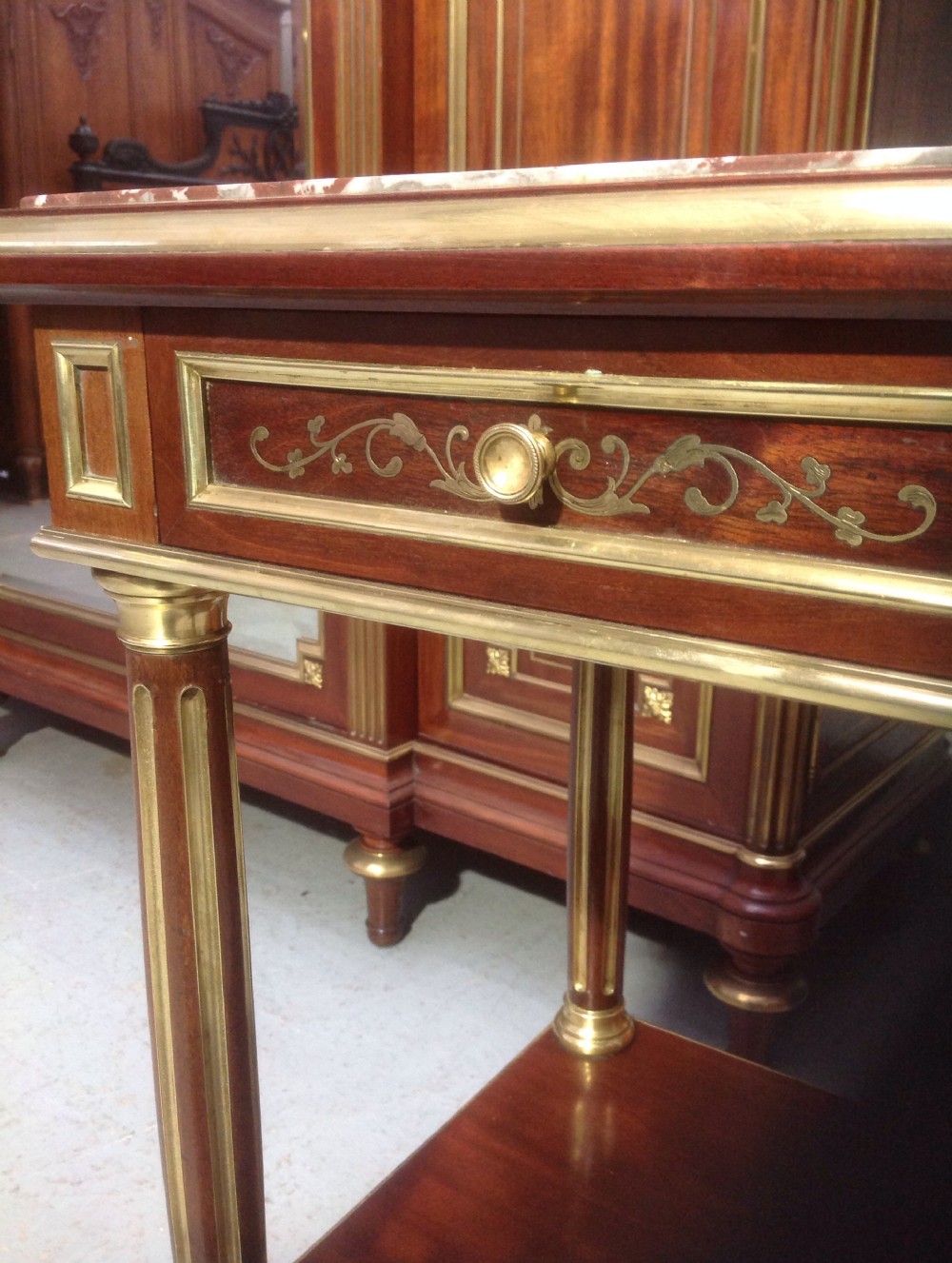 MAHOGANY AND BRASS SIDE CABINET WITH BOULE INLAYS View IV