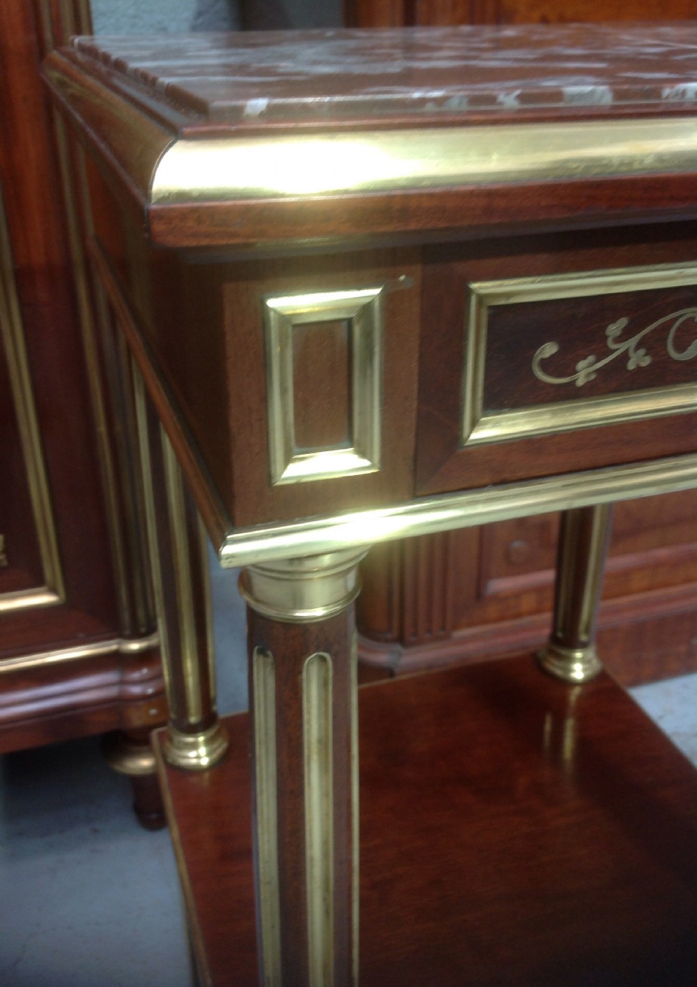 MAHOGANY AND BRASS SIDE CABINET WITH BOULE INLAYS View XII