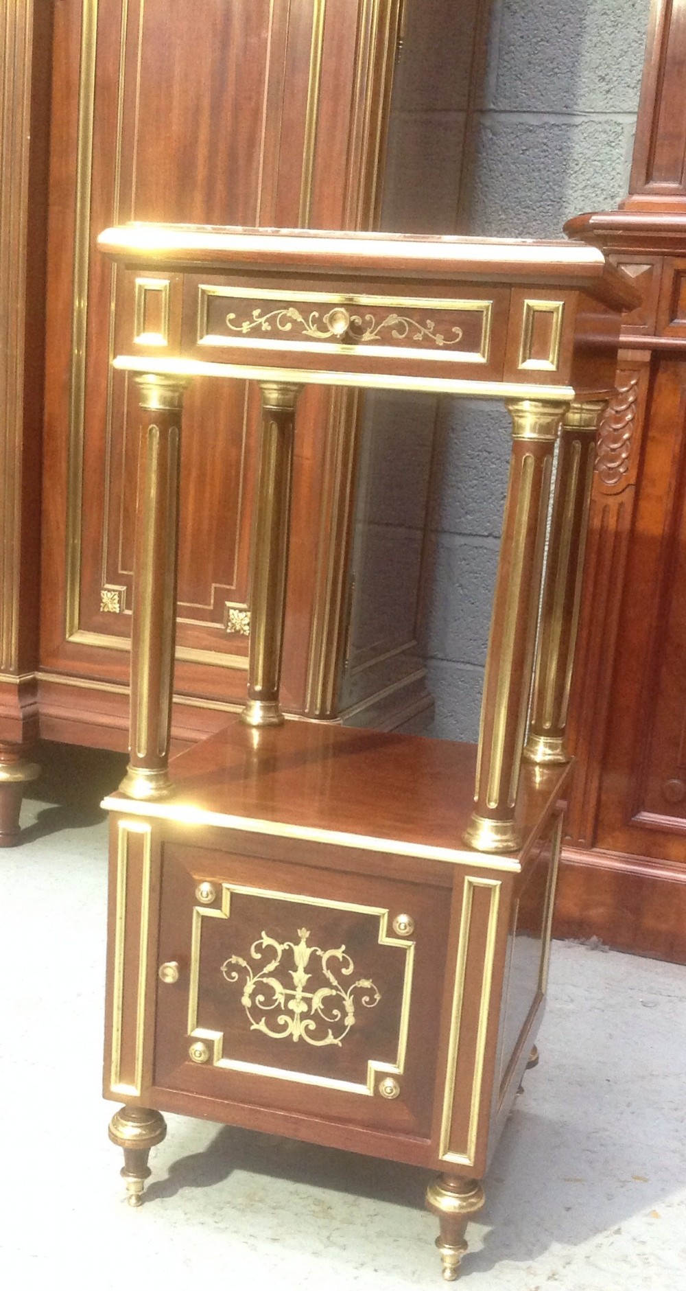 MAHOGANY AND BRASS SIDE CABINET WITH BOULE INLAYS View XIII