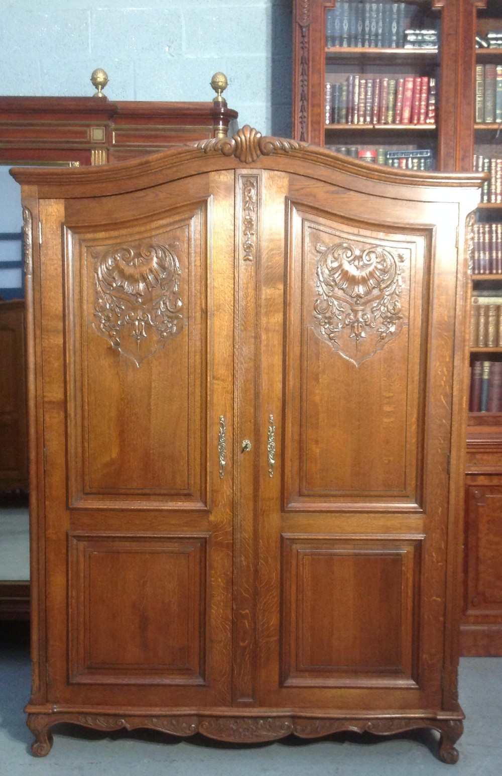 CARVED OAK FRENCH  FITTED ARMOIRE View X
