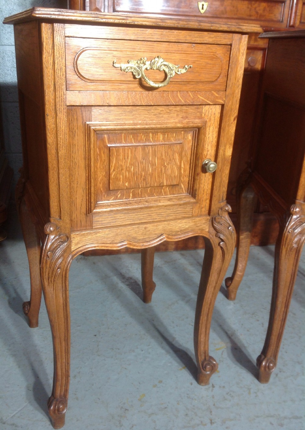 PAIR OF OAK OAK FRENCH BEDSIDE CABINETS View V