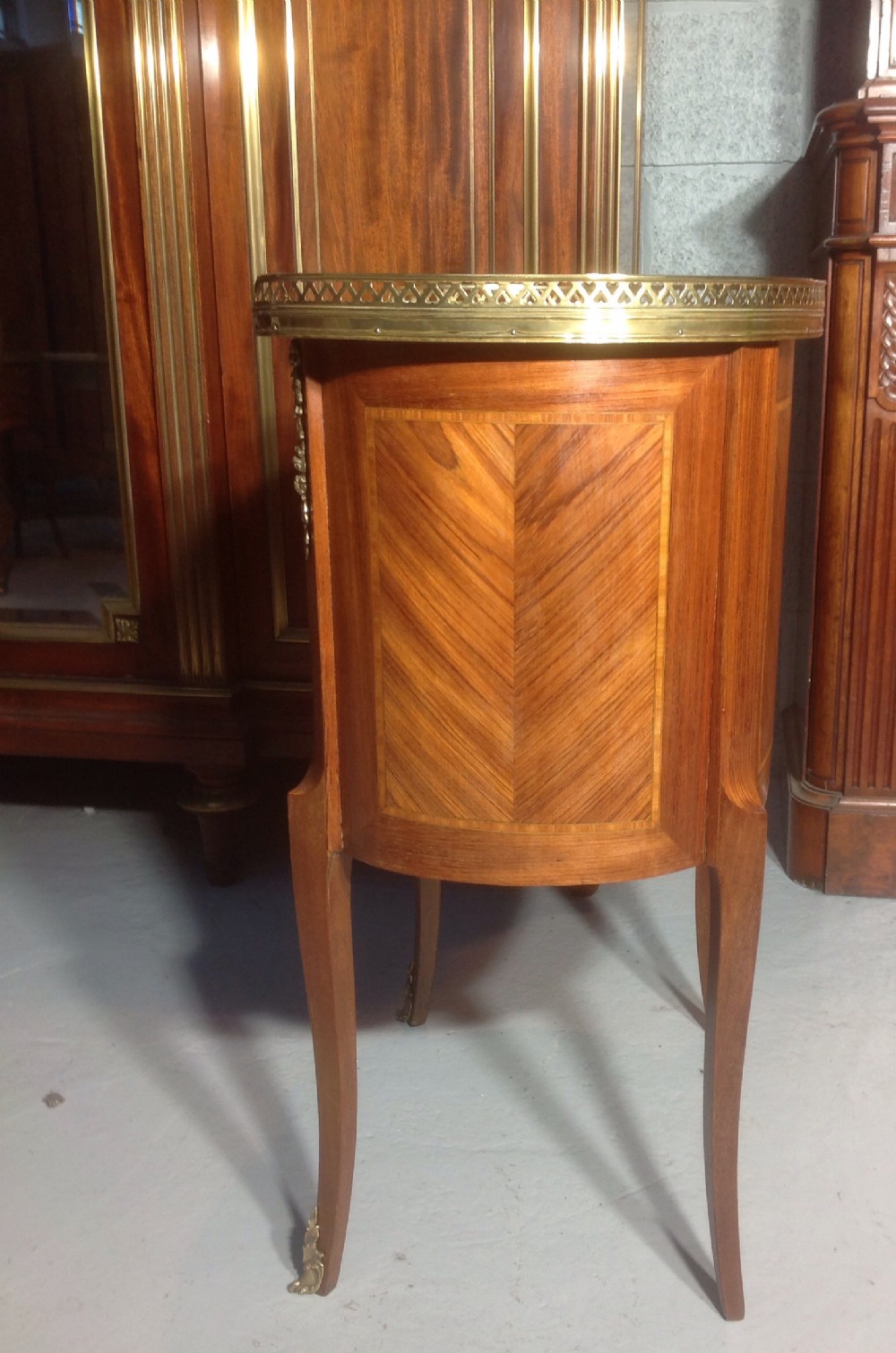 INLAID FRENCH MARBLE TOP SIDE CABINET View II