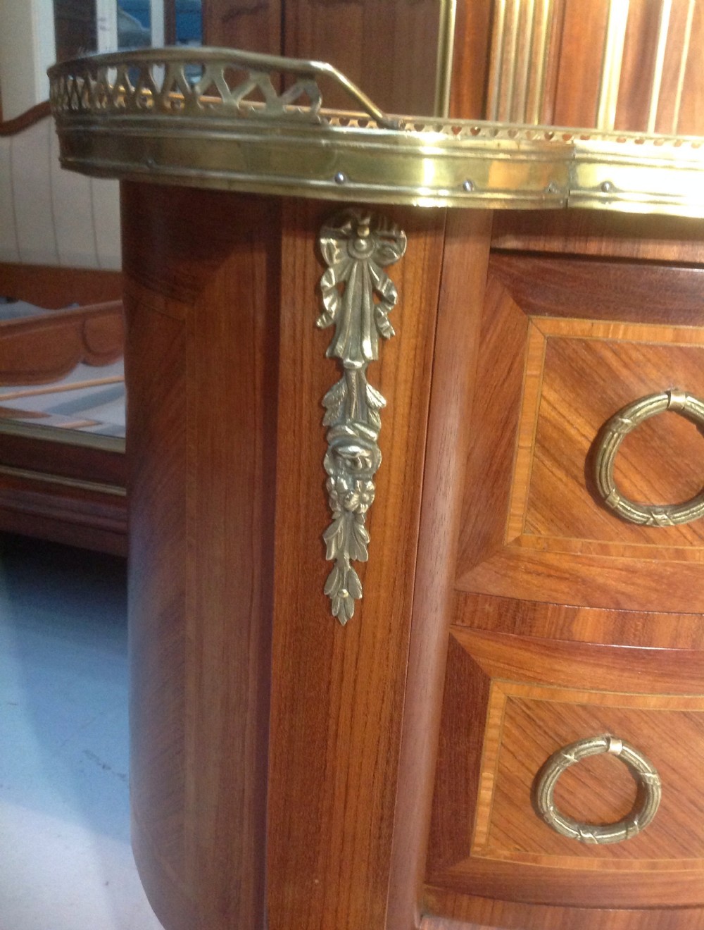 INLAID FRENCH MARBLE TOP SIDE CABINET View V