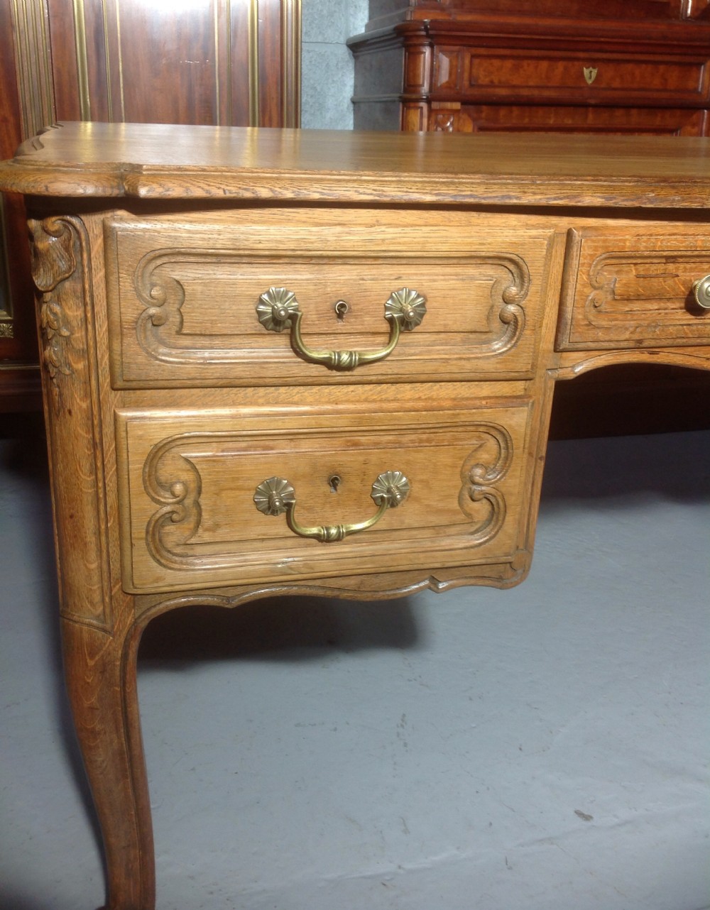 CARVED OAK FRENCH DESK View II