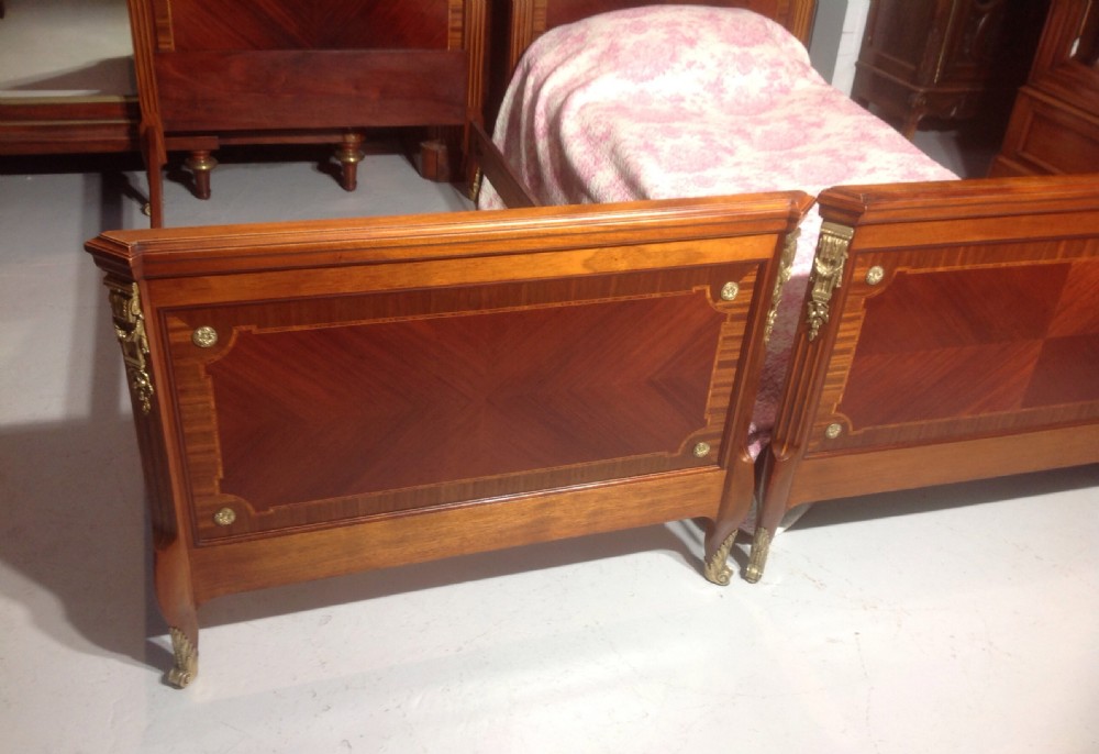 STUNNING PAIR OF INLAID FRENCH BEDS View II
