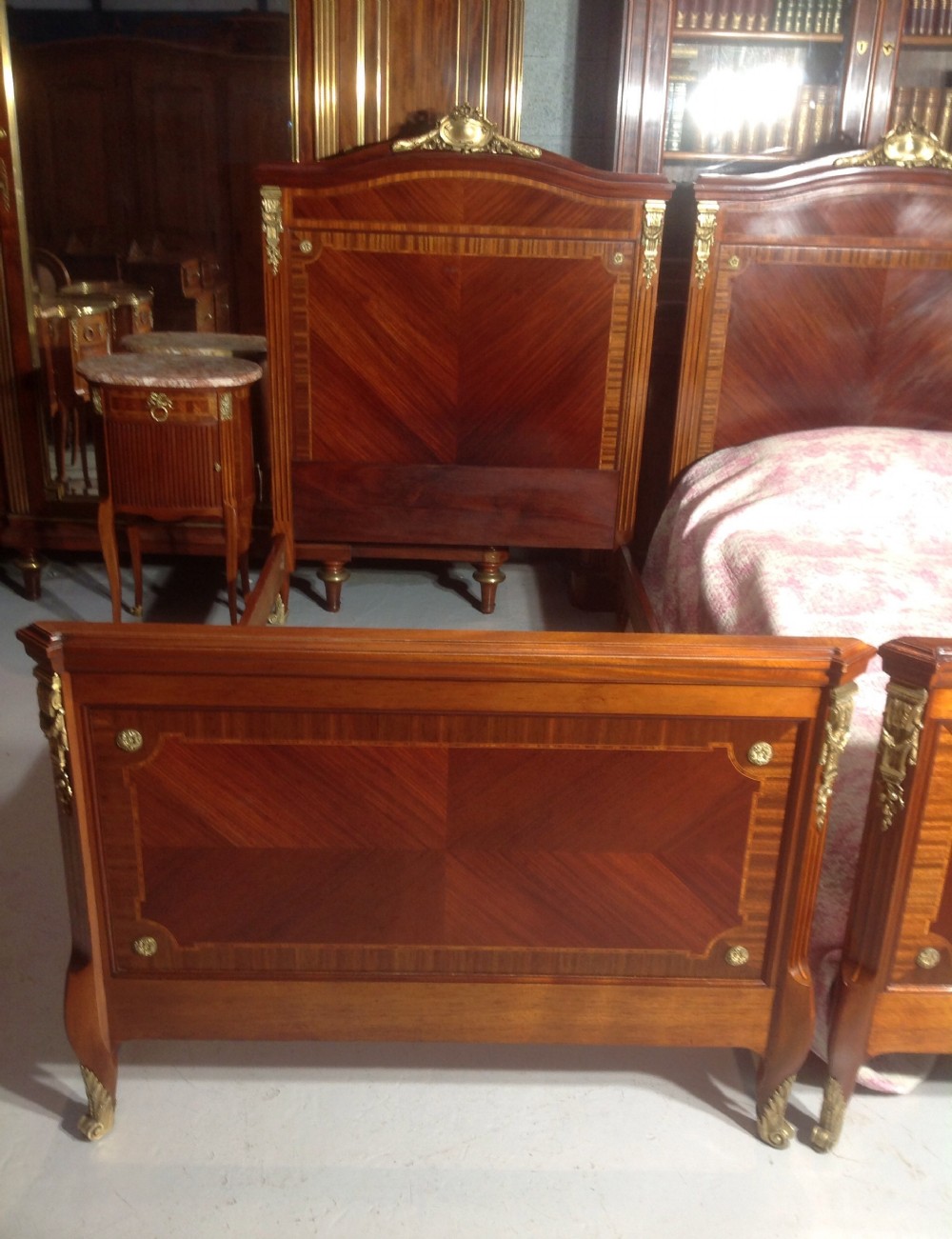 STUNNING PAIR OF INLAID FRENCH BEDS View IX