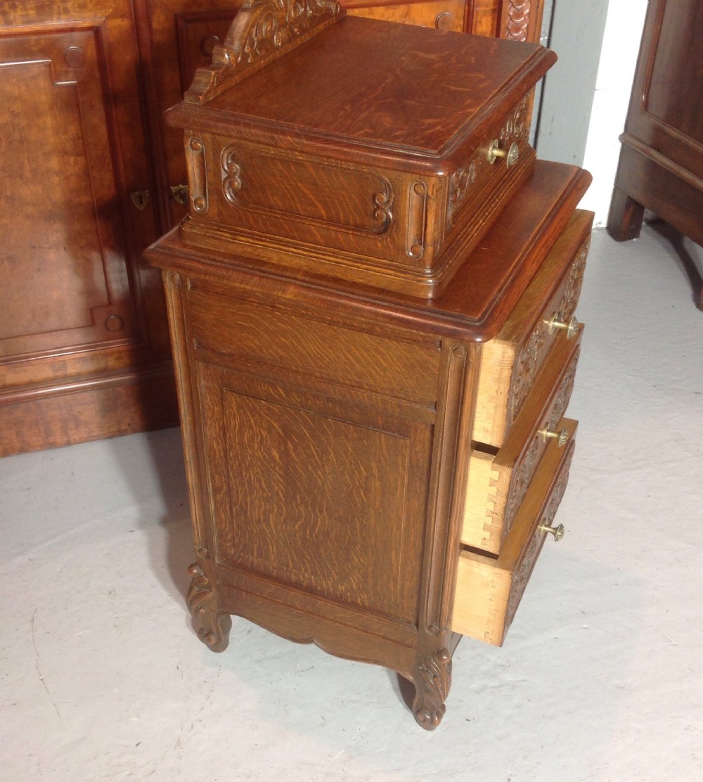 PAIR OF QUALITY CARVED OAK FRENCH BEDSIDE CABINETS View VI