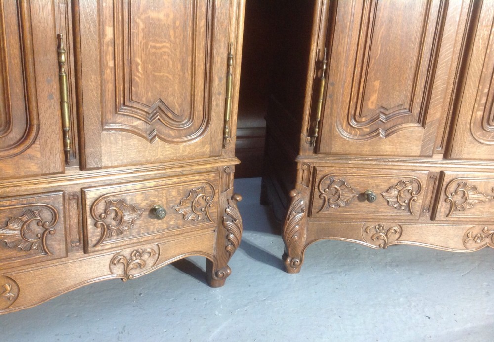 STUNNING PAIR OF FRENCH CARVED OAK ARMOIRES View VIII