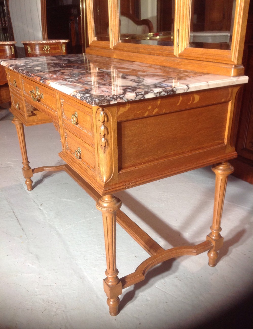 MARBLE TOPPED FRENCH OAK DRESSING TABLE View VII