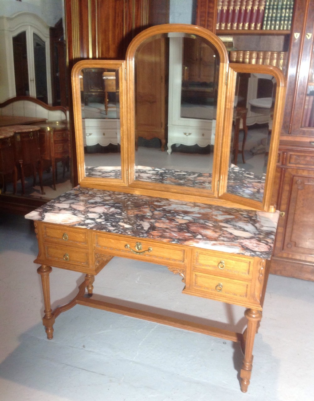 MARBLE TOPPED FRENCH OAK DRESSING TABLE View VIII