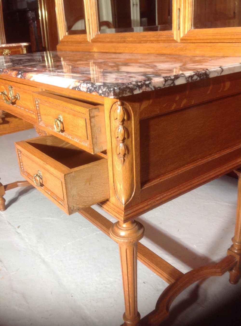 MARBLE TOPPED FRENCH OAK DRESSING TABLE View IX