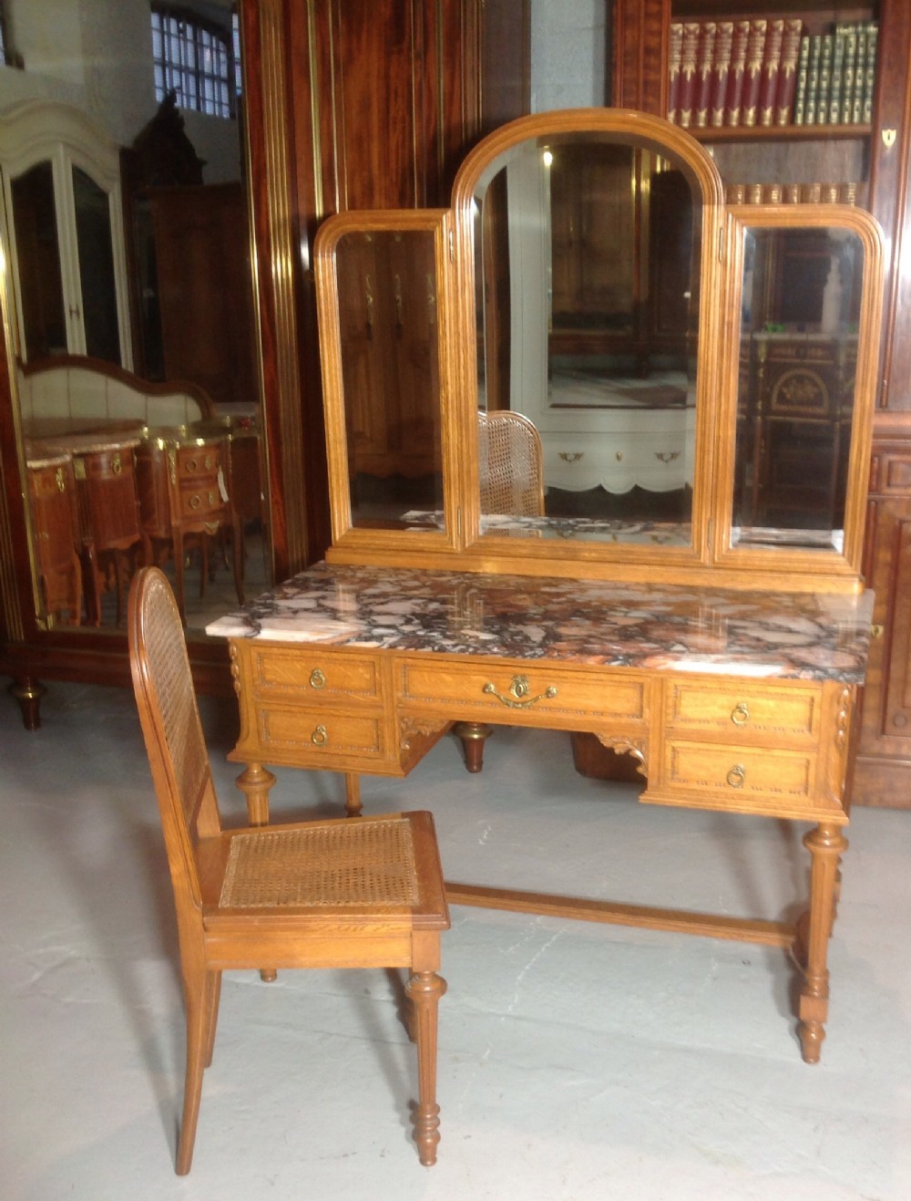 MARBLE TOPPED FRENCH OAK DRESSING TABLE View XI