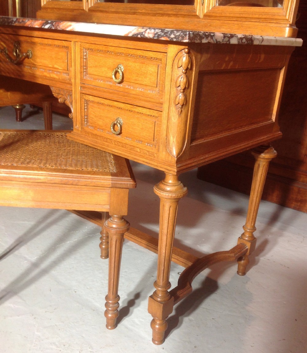 MARBLE TOPPED FRENCH OAK DRESSING TABLE View XII