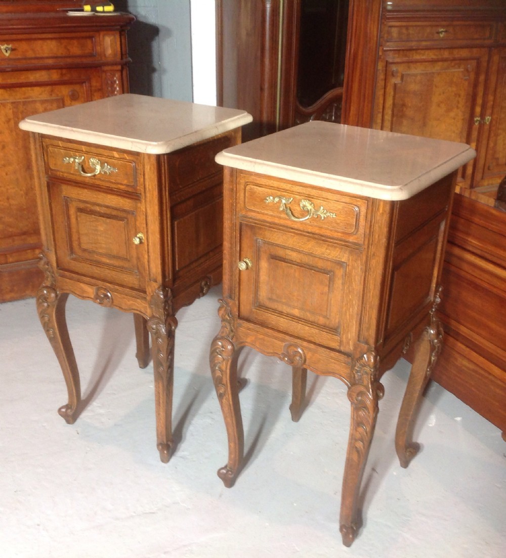 PAIR OF CARVED OAK FRENCH BEDSIDE CABINETS View VIII