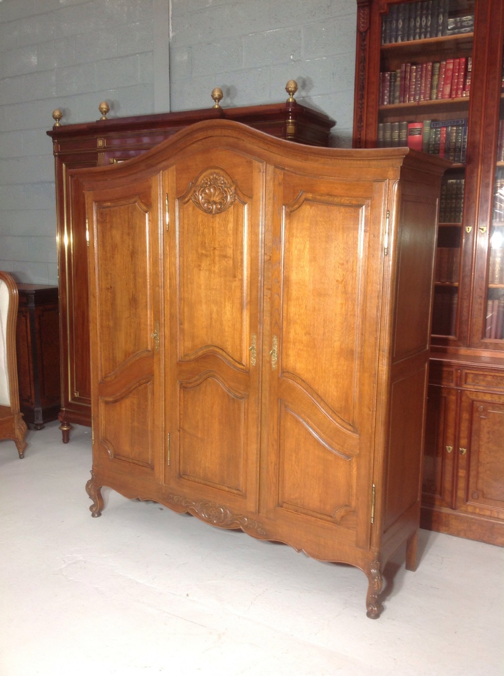 CARVED OAK FRENCH ARMOIRE